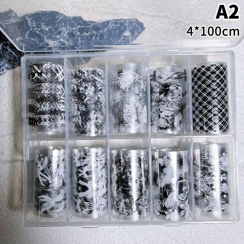 Butterfly Flower Nail Transfer Foils Sticker Paper 50 Bow Floral Qme A2