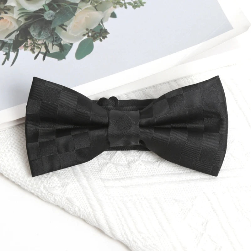 Black Stripe Tie Cufflink Cravat Bowtie Set Wedding Ties Gifts for Men Handky Elegant Necktie for Designer Business Accessories Qme D-2