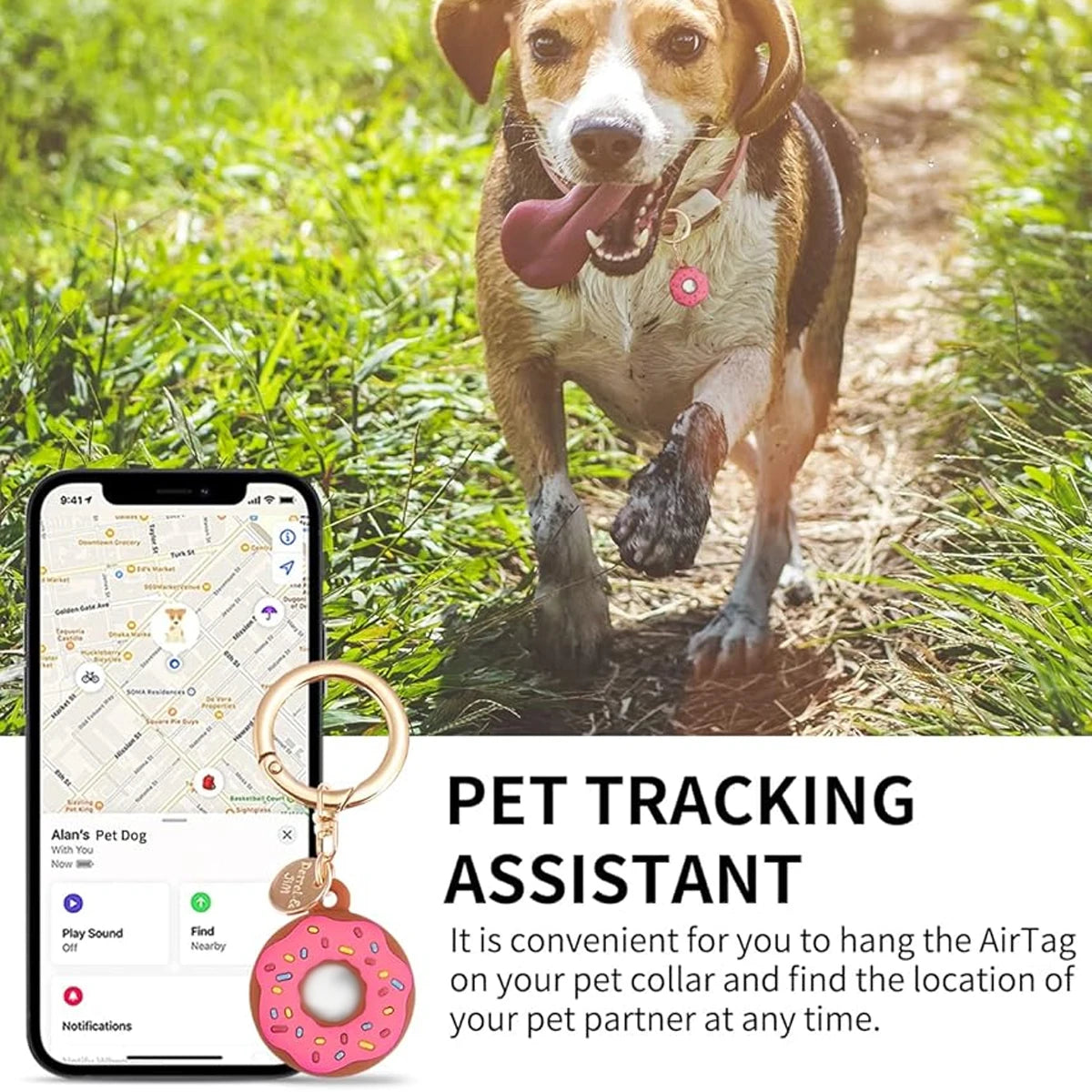 Cartoon Donut Silicone Case for Apple Airtag Case Dog Collar GPS Finder Protective Silicone Case for Apple Air Tag Tracker Case Qme