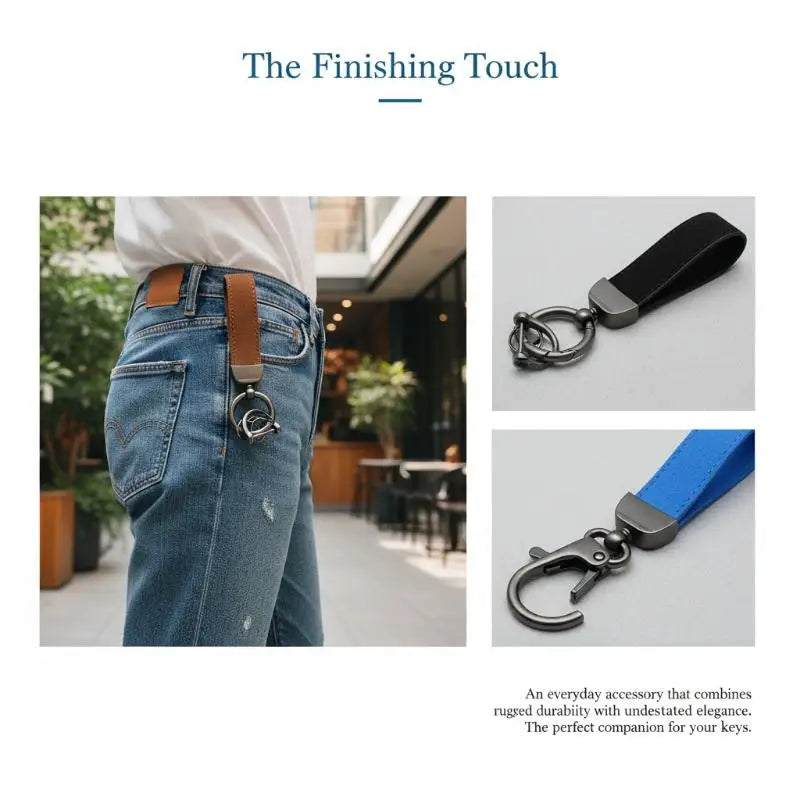 Leather Car Keychain, High-End Car Metal Key, Suede Pendant, Leather Ornament Metal Car Keychain Ring Accessories Qme