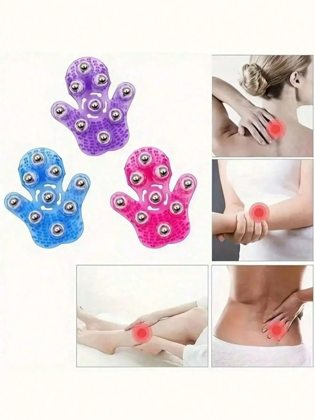 360 Rotating Silicone Body Massager 9 Steel Balls Full Abdomen Leg Qme