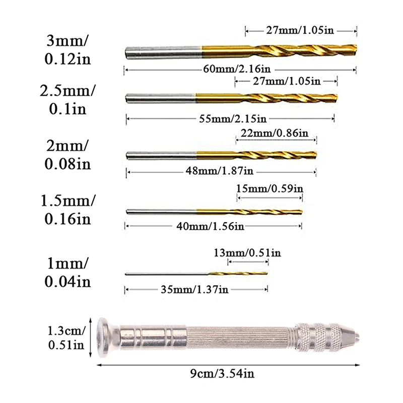 50Pcs Precision Pin Vise Hobby Drill With Model Twist Hand Drill Bits Set High Speed Hole Opening DIY Drilling Tool Qme
