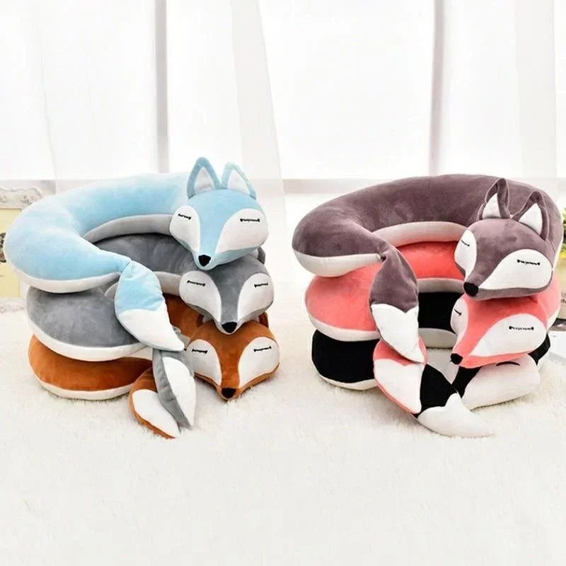 Travel Pillow U Shape Neck Pillow Cute Fox Pillow Hug Sleeping Pillows Ornamental Pillow Office Sleep Pillow 30*30*8CM Qme