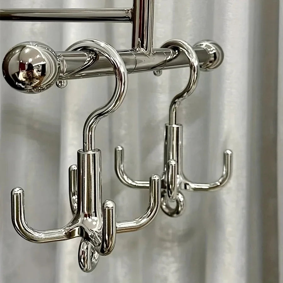 1pc Multifunctional Rotating Clothes Hook - Punch-Free, 4-Claw Rotation, Coat Hanger, Belt Organizer, Scarf Storage Rack Qme