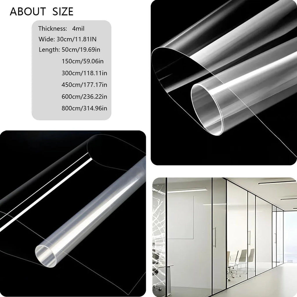 4 Mil Thicness Transparent HD Security Anti Theft Window Film Shower Room Bathroom Window Door Explosion Proof Tempered Film Qme