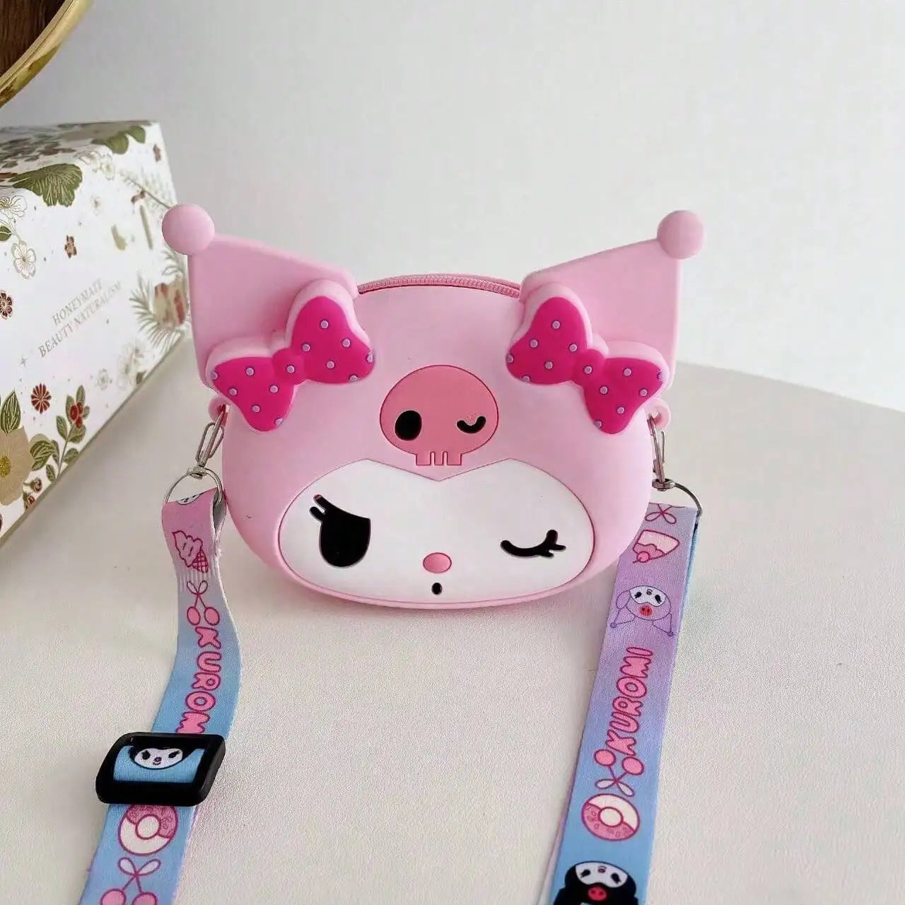 Kuromi Coin Purse Cartoon Silicone Bag Accessory Travel Carrying Qme pnk