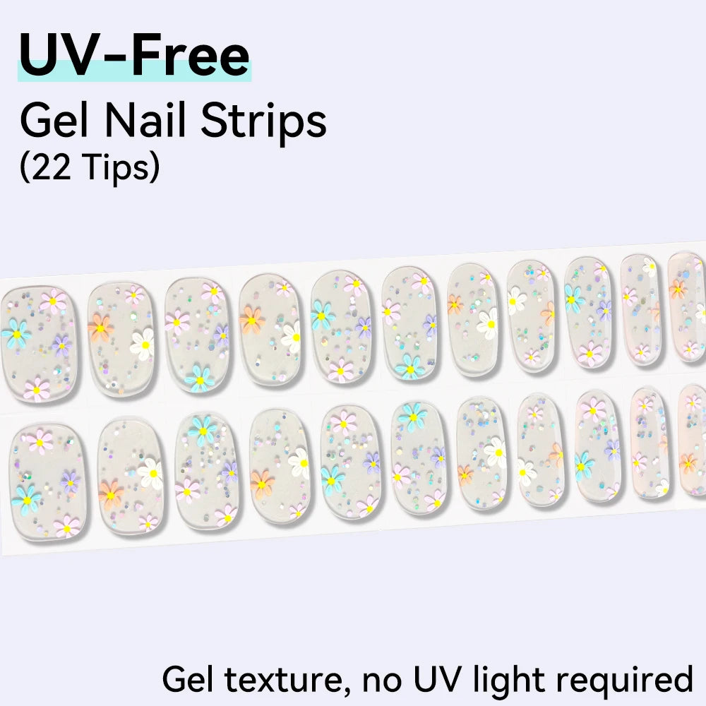 Baking-free 22Tips Nail Stickers Summer Strawberry Polish Sticker Qme BSA-0087