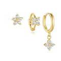 3PCS Fashion Cute Zircon Flower Ear Stud For Women Fashion 18K Gold Plated Star Ear Stud Earring Piercing Girl Set Jewelry Gift Qme A5