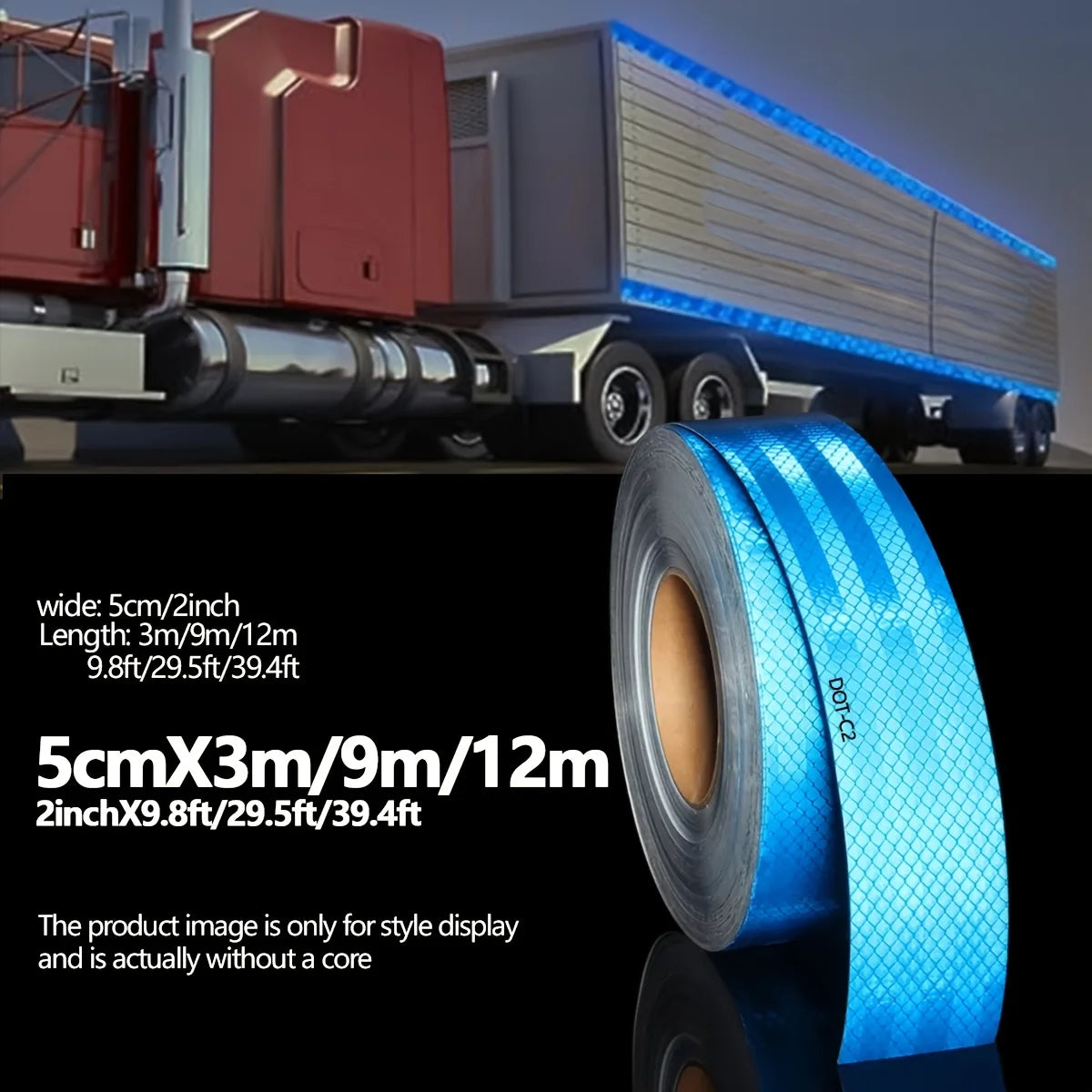 European Standard DOT blue reflective tape, warning safety stickers, floor installation, waterproof, adhesive, for truck, road Qme