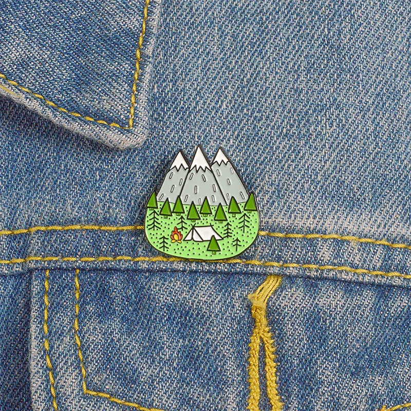 Mountains Wood Jungle Brooches Peak Nature Forest Camping Adventure Amateur Enamel Pin Badge Hat Bag Fashion Jewelry Wholesale Qme