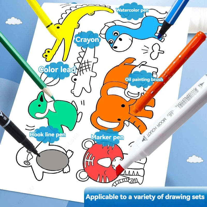 Children's Doodle Scroll Childrens Drawing Roll - 3M, DIY Coloring Paper Roll Color Filling Graffiti Paper-cut Painting School Qme