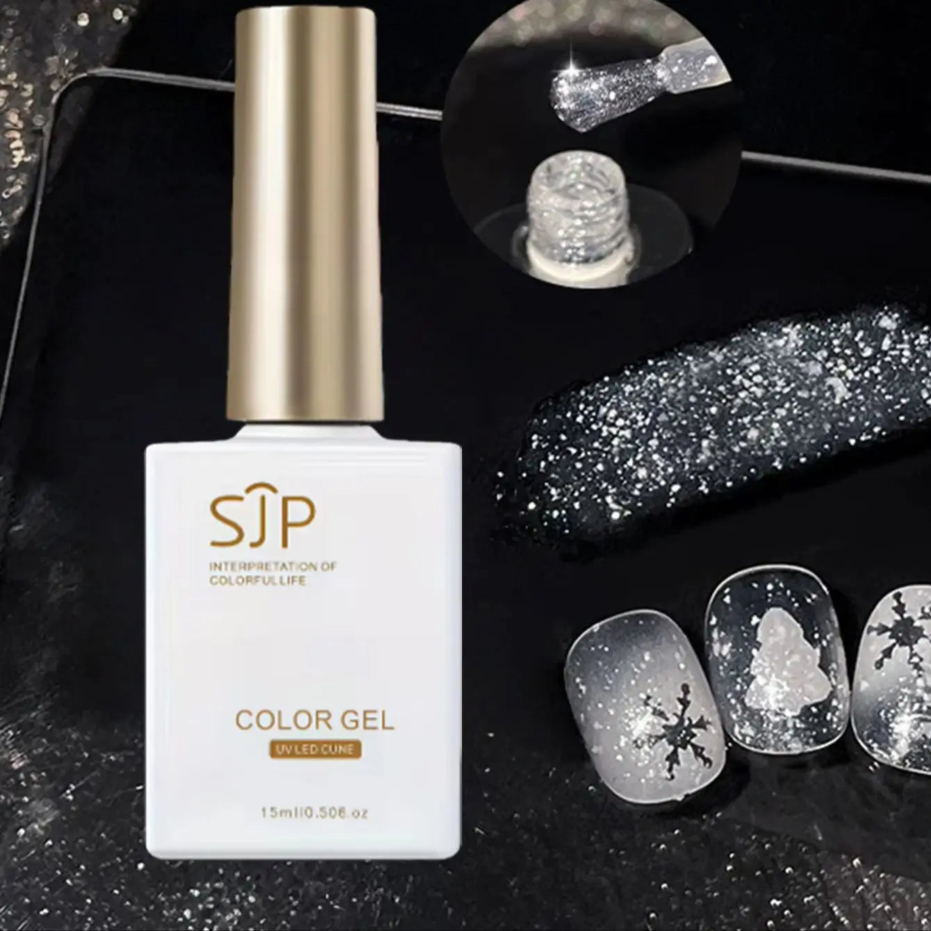 White Opal Powder Snowflake Nail Polish Gel UV Art DIY Charm Qme 01
