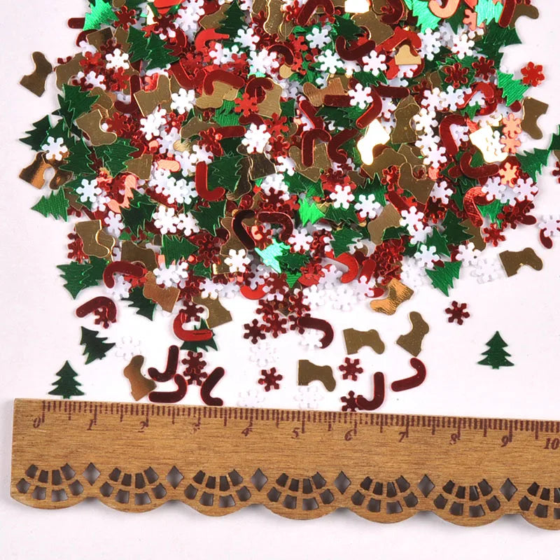 20g 4.5-7.5mm Mini Christmas Tree Sock Snowflakes Confetti Tinfoil PVC Sequins For Xmas Party Table Decoration New Year c3763 Qme mixed