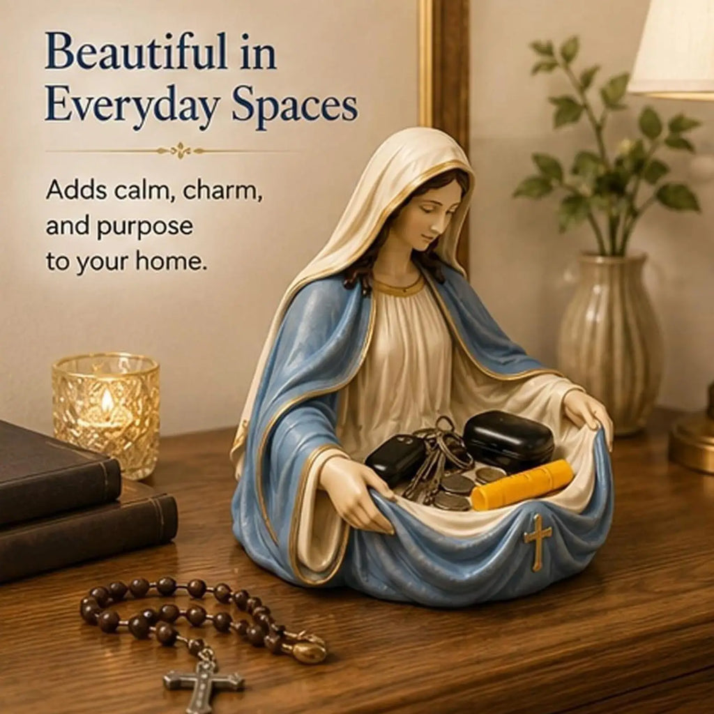 Key Holder Bowl Resin Decorative Elegant Organizer Virgin Mary Qme