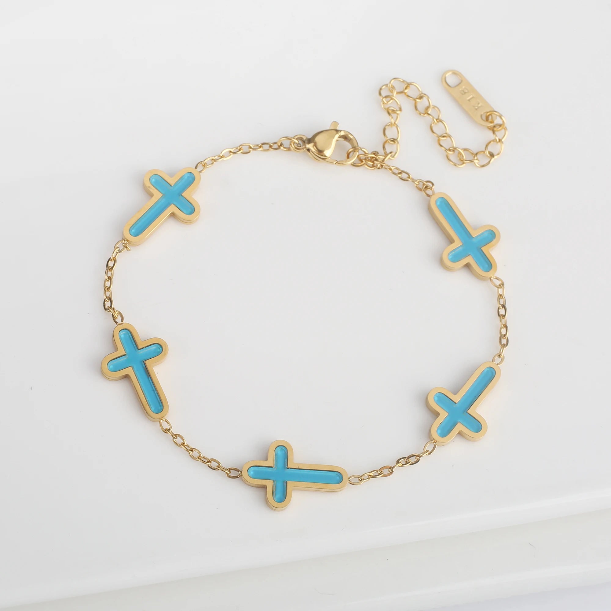INS Charms Stainless Steel Shell Cross Necklace Jewelry Bracelet