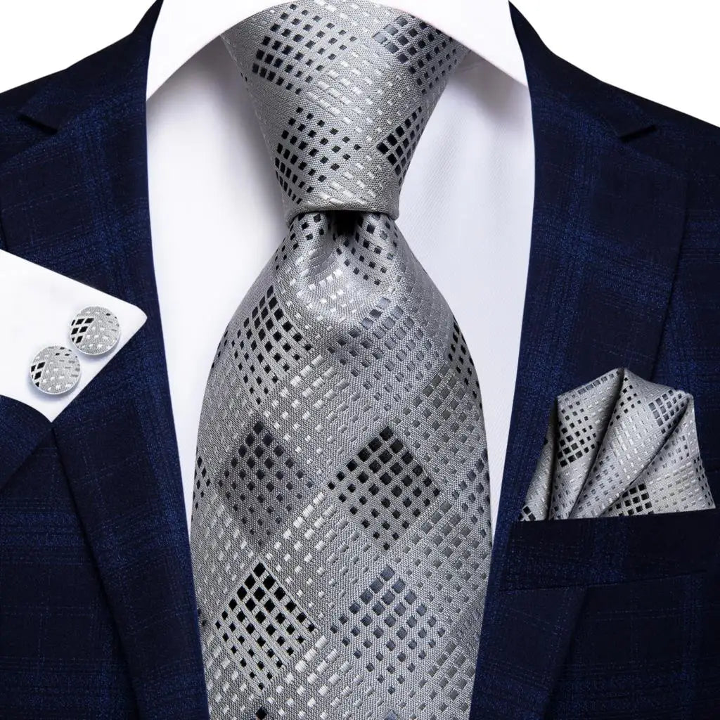 Hi-tie Designer Mens Tie Luxury Handmade Geometric Necktie Silk Woven