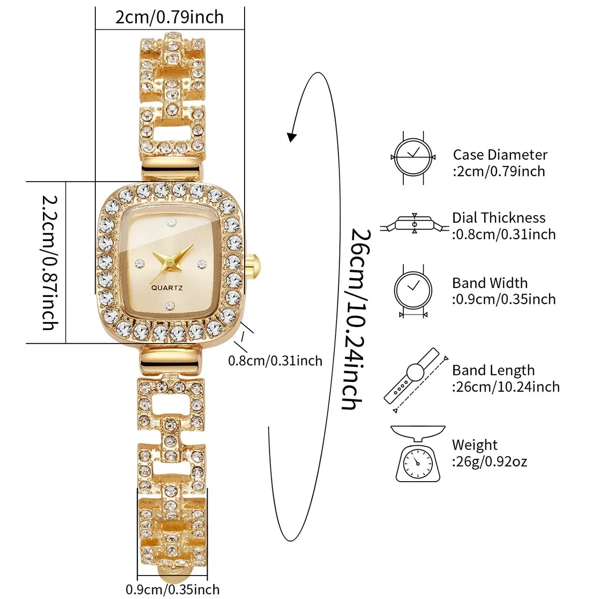 Luxury Gold Square Women Watch Bling Rhinestone Bracelet Quartz Wristwatch Elegant Ladies Dress Clock Reloj Mujer Without Box Qme
