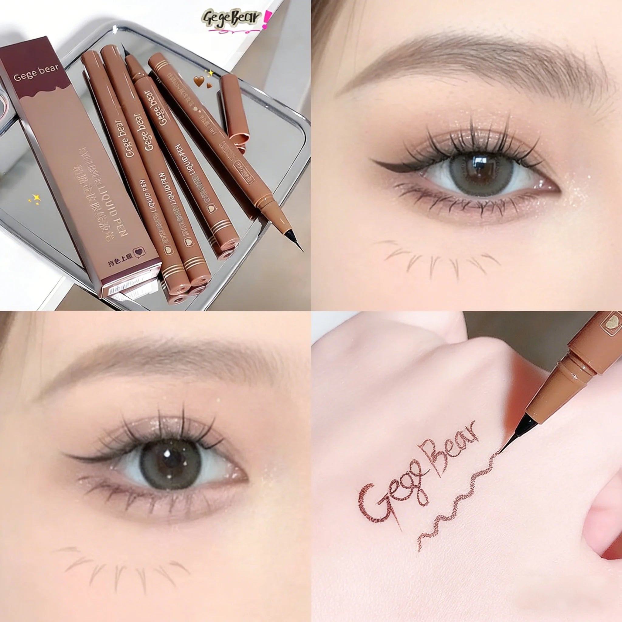 Gege Bear Liquid Eyeliner Pen Waterproof, Smudge-proof, Fast and Precise Makeup, Quick and Smooth Drying Qme