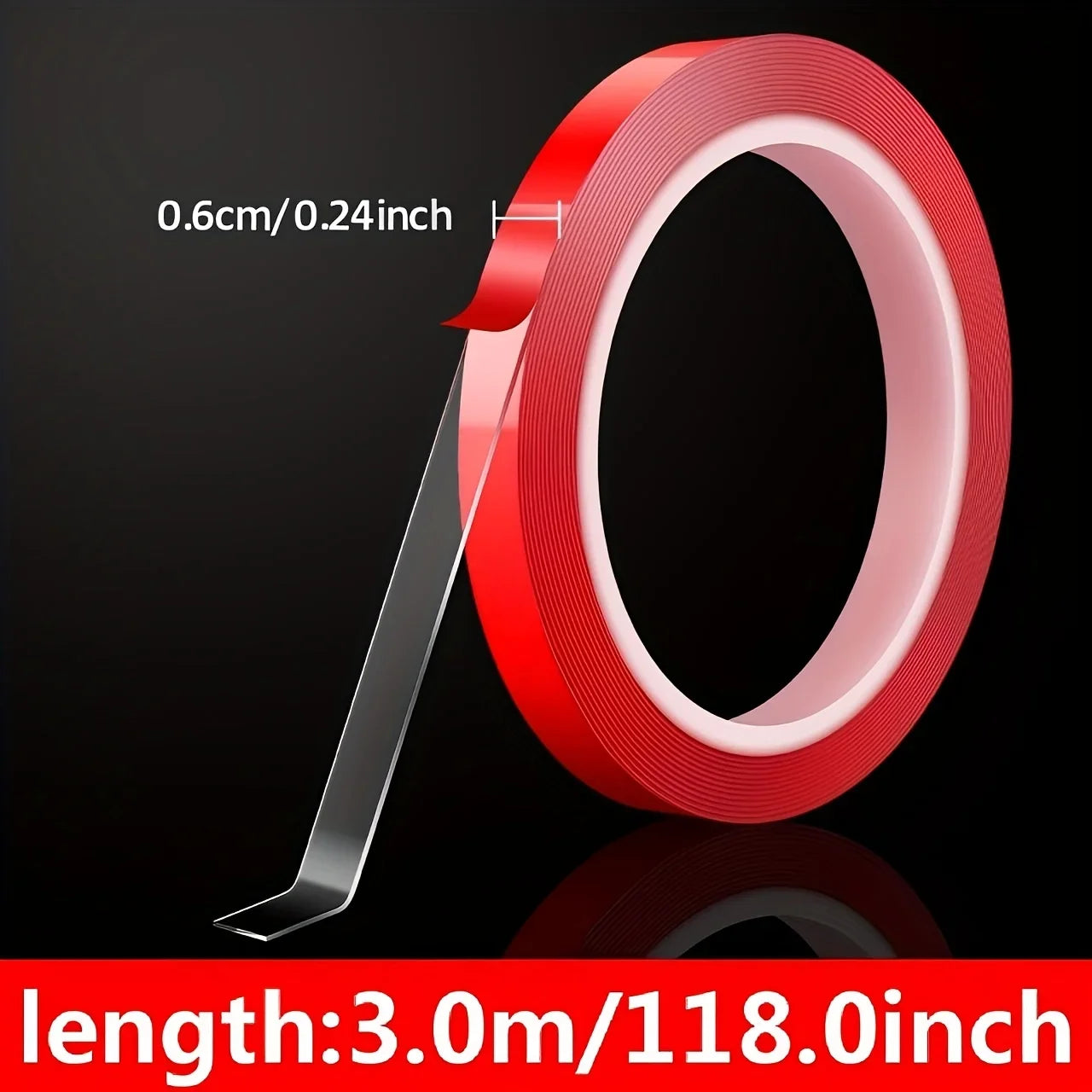 Strong Nano Double-Sided Tape | Adhesive for LED Light Strips | Meters of Removable No-Trace Glue | High Adhesion for Indoor Qme