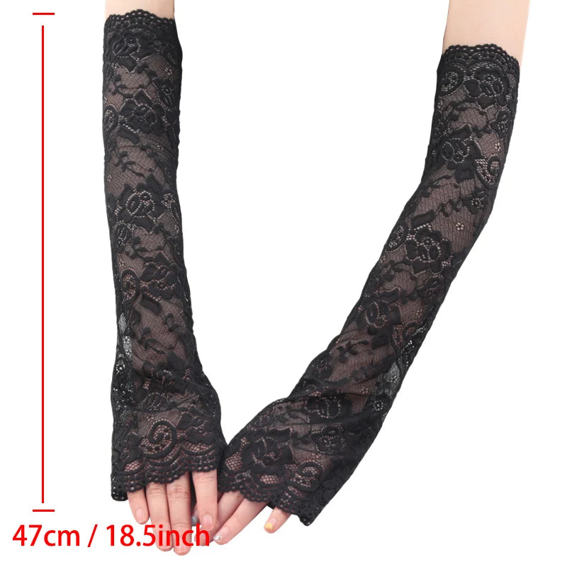 1 Pair Fashion Gloves Lace UV Protection Arm Sleeve Sunscreen Women Qme