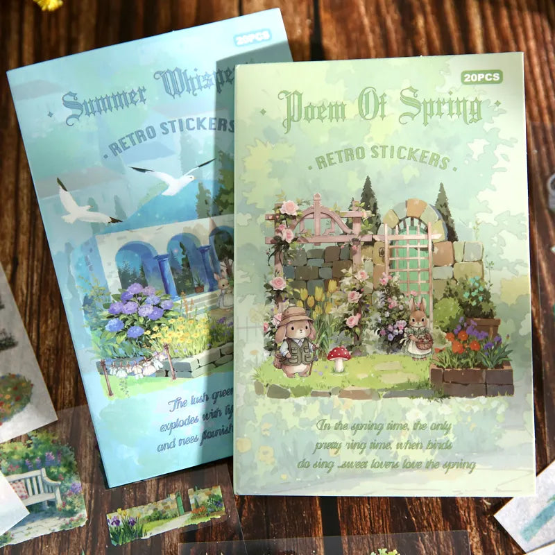 20/40pcs Beautiful scenery Die Cutting Stickers Book Creative Handbook DIY Scrapbook Diary Phone Case Cute Stationery Stickers Qme AB