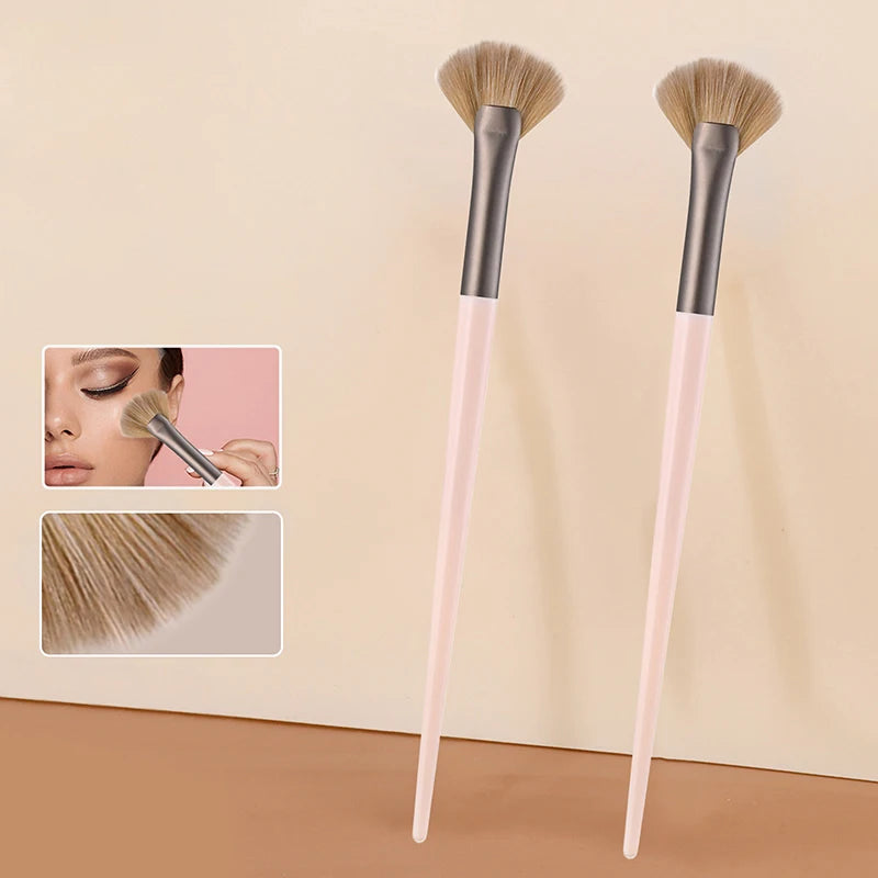 1 Slim Soft Facial Fan Brush Makeup Cosmetic Multi Use Mask Tool Qme