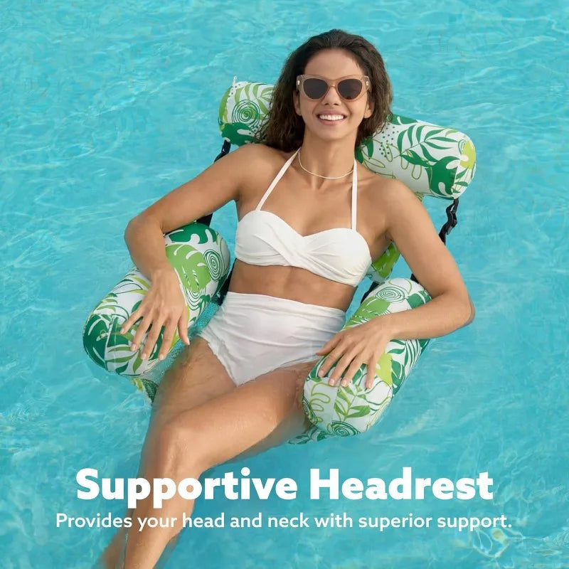 Inflatable Water Park Float Chair Foldable Pool Lounge Sofa Qme