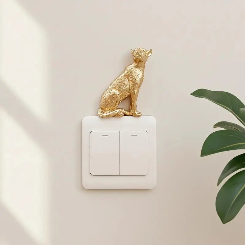 Resin Leopard Light Switch Decoration Self-adhesive Detachable Animal Qme