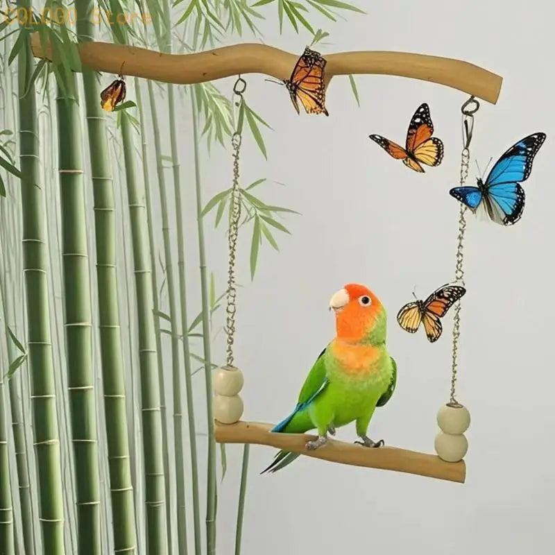 Parrots Swing Bridge Toy Metal Chain Bird Cage Entertainment Small Qme