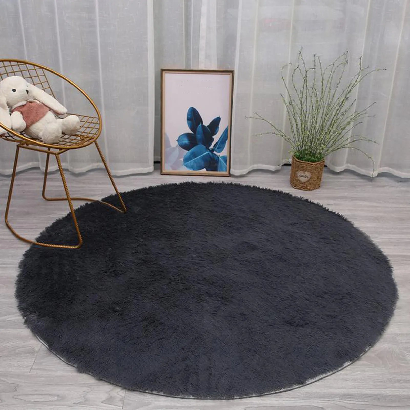 Wool Imitation Sheepskin Rugs Faux Non Slip Bedroom Shaggy Carpet Mats Multi Color Solid Soft Circular Carpets Qme Gray