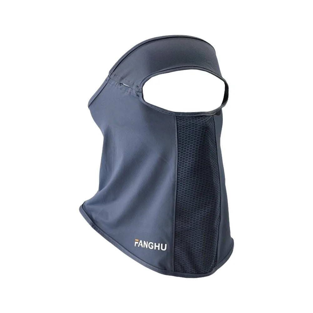 Thin Solid Ice Silk Mask Sunscreen UV Protection Face Cover Scarves Qme Navy Blue