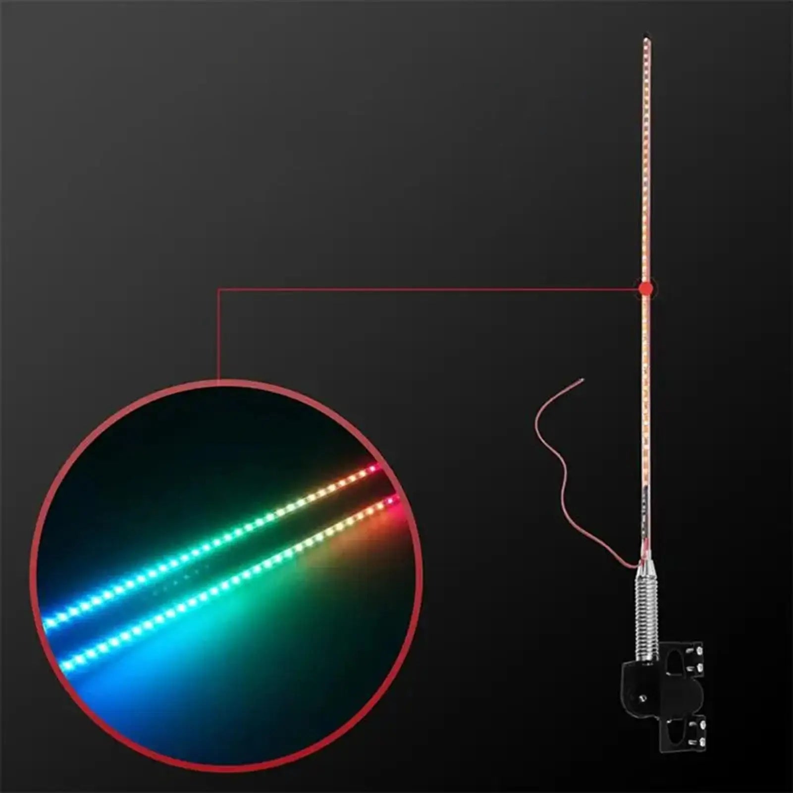 Car Flash Light Waterproof RGB Antenna Lights Dustproof 12-24V Auto Qme