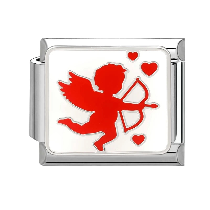 2026 Y2K Colorful Glaze Cute Street Scene Cat Italian Charm Link fit 9mm Stainless Steel Jewelry DIY Making Bracelets For Gifts Qme Style 37
