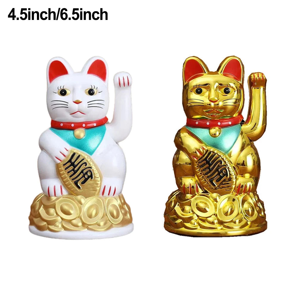 Lucky Cat Waving Hand Ingot Beckoning Maneki Neko Fortune 4.5-6.5Inch Home Office Car Decoration Home Decoration Birthday Gifts Qme