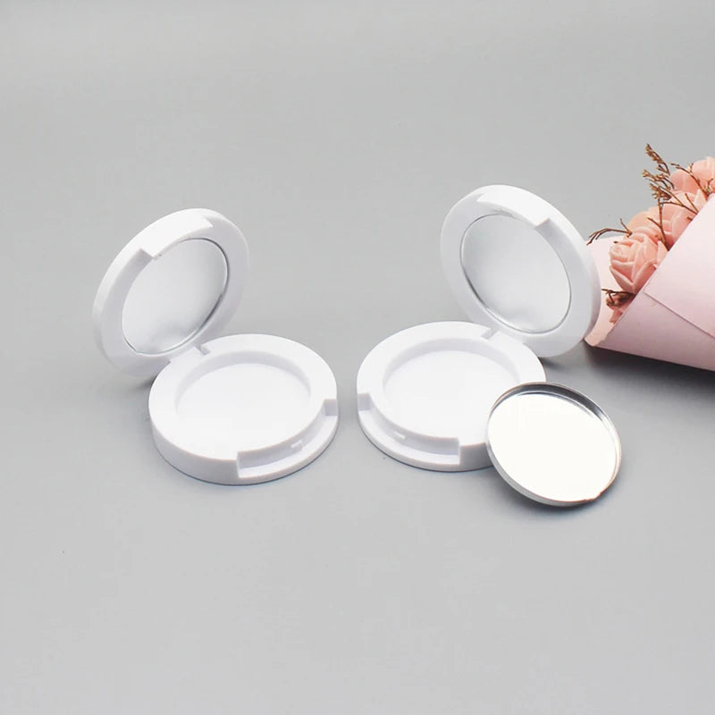 Portable Empty Palette Box Mirror Round Blush Eyeshadow Container Bb Qme