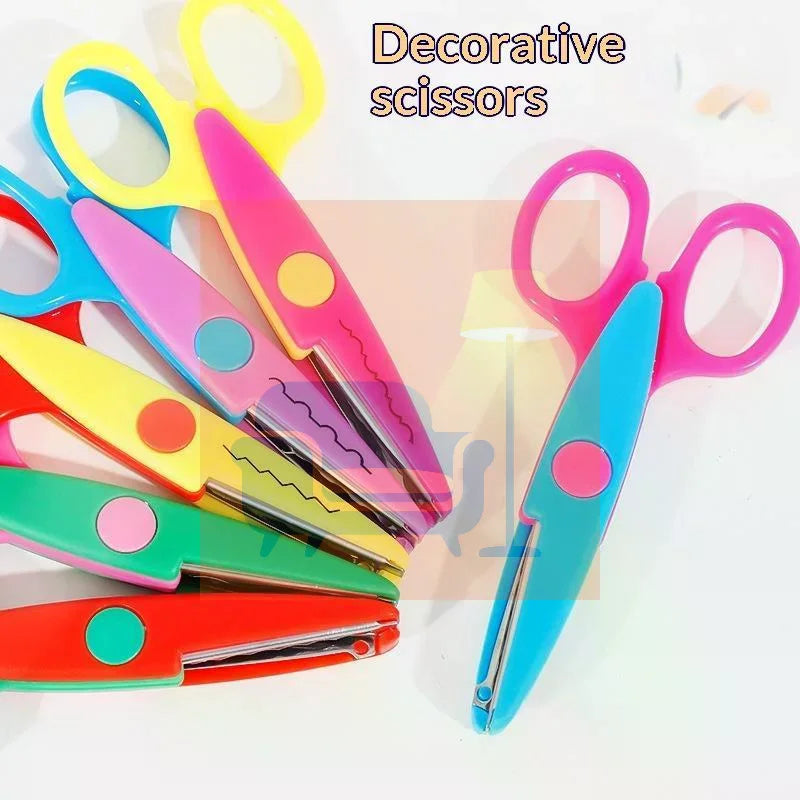 Student DIY Color Album Decorative Lace Scissors Comfortable Hand Paper Cuttings Art Safety Scissors Qme