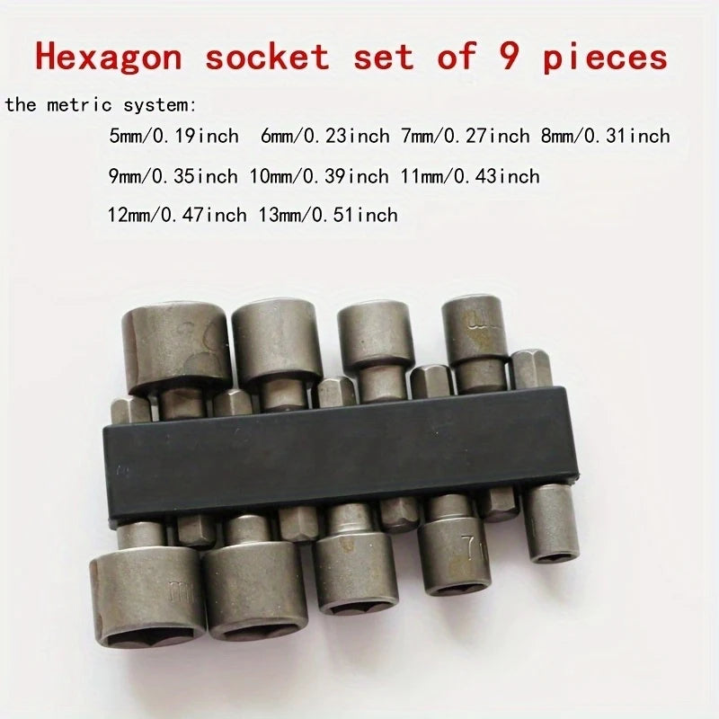 Powerful Socket Inner Hexagonal Wrench Hexagonal Handle Screwdriver Socket Extension Rod Pneumatic Screwdriver Insert Tool Set Qme