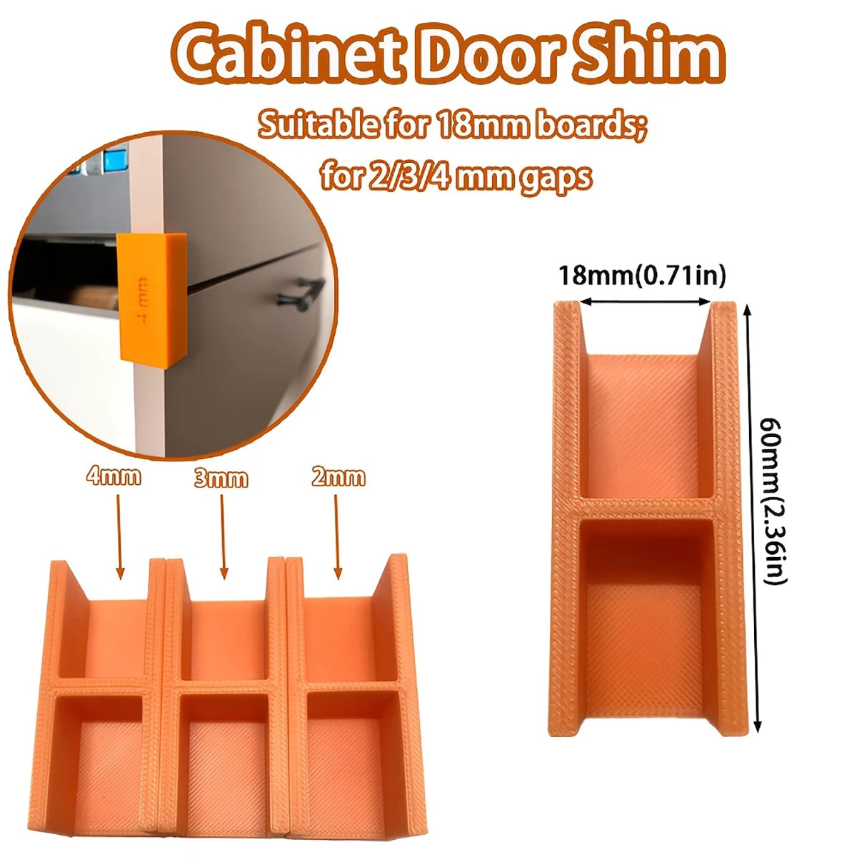 2/3/4mm Cabinet Panel Shims, Drawer Spacers for Home Woodworking Repair Qme