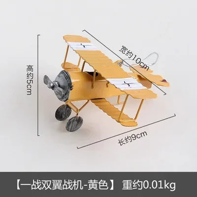 Vintage Wrought Iron Aircraft Model Ornaments Creative Car Interior Qme Yellow