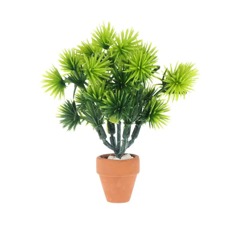 Miniature Pine Needle Potted Plant Ornament Dollhouse Greenery Qme