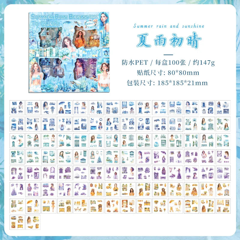 100 pcs Vintage Scrapbooking Stickers Handbook Gift Boxes Kit DIY Collage Journal Decor Materials Aesthetics Stationery Stickers Qme D