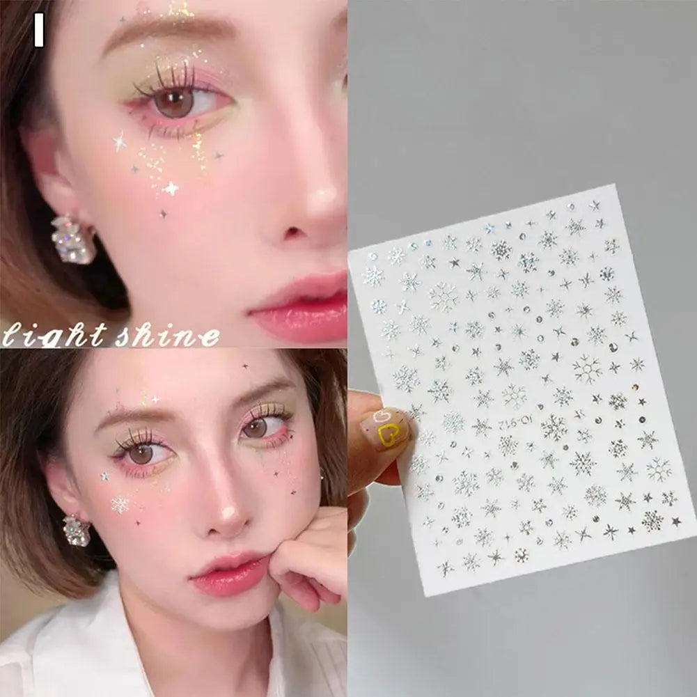 Face And Eye Makeup Stickers Christmas Face Snowflake Stickers 5D Witte Sneeuwvlok Ronde Tattoo Oogschaduw Stickers Qme I CN