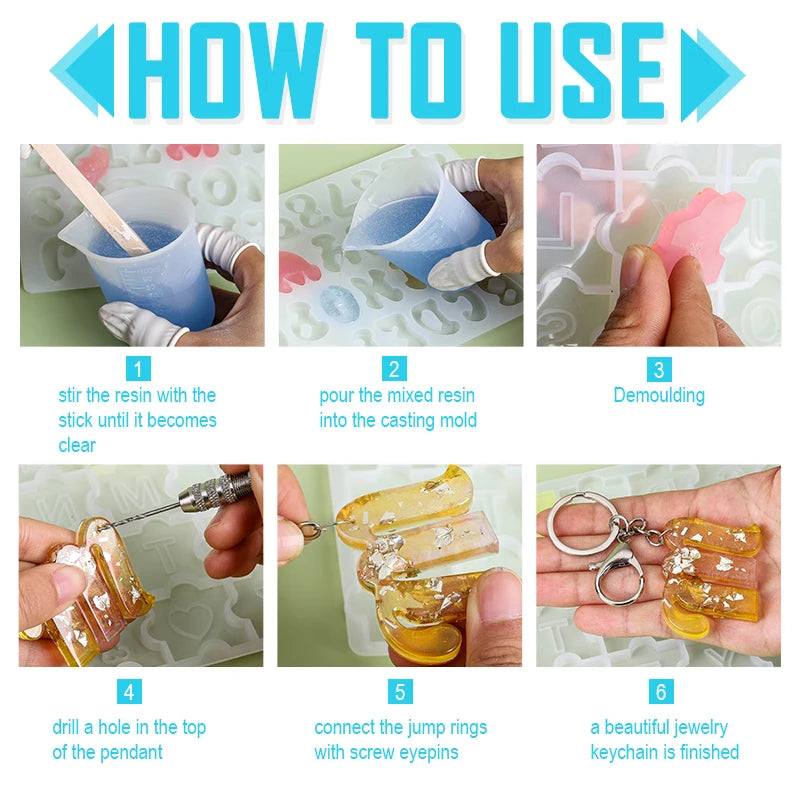 Alphabet Resin Silicone Mould Resin Letter Number Molds Alphabet Keychain Molds for DIY Keychain Jewelry Pendant Making Qme