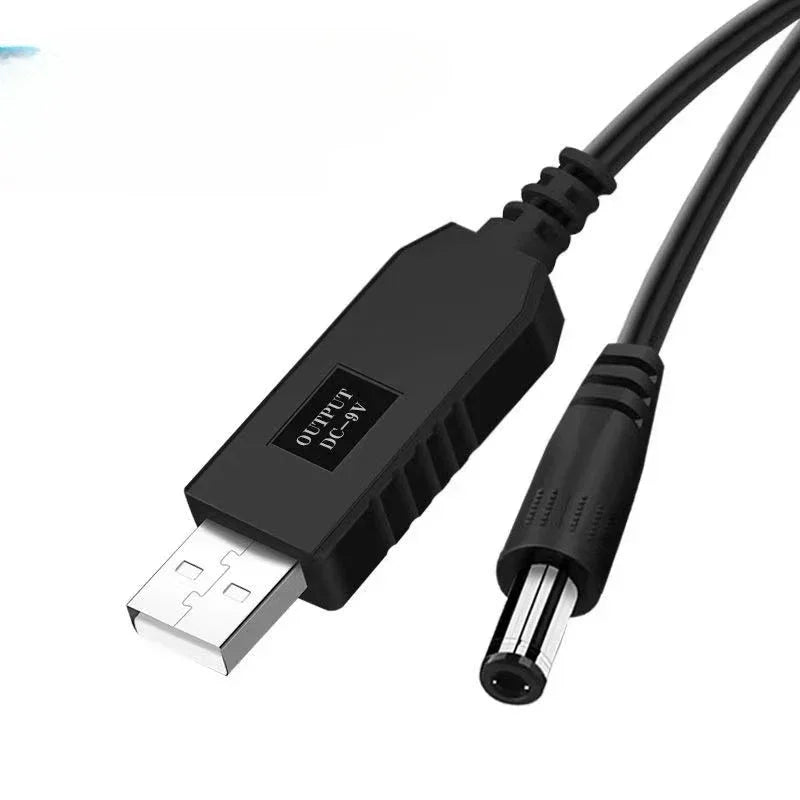 6pcs 5.5*2.1mm WiFi To Powerbank Cable Connector DC 5V To 12V USB Cable Boost Converter Step-up Cord for Wifi Router Modem Fan Qme 5V to 9V 1m