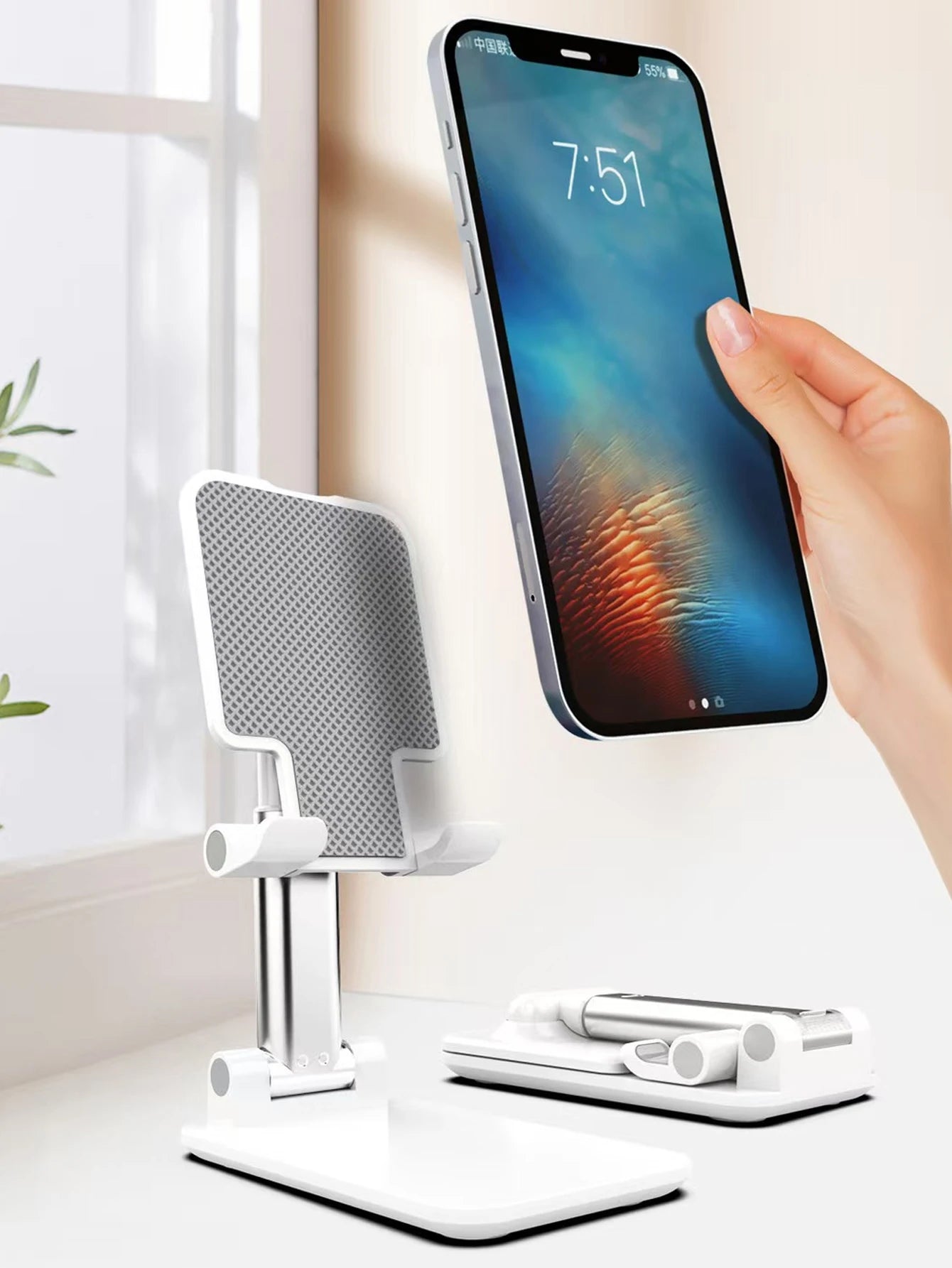 Rotating Phone Holder Double Folding Fully Adjustable Foldable Qme
