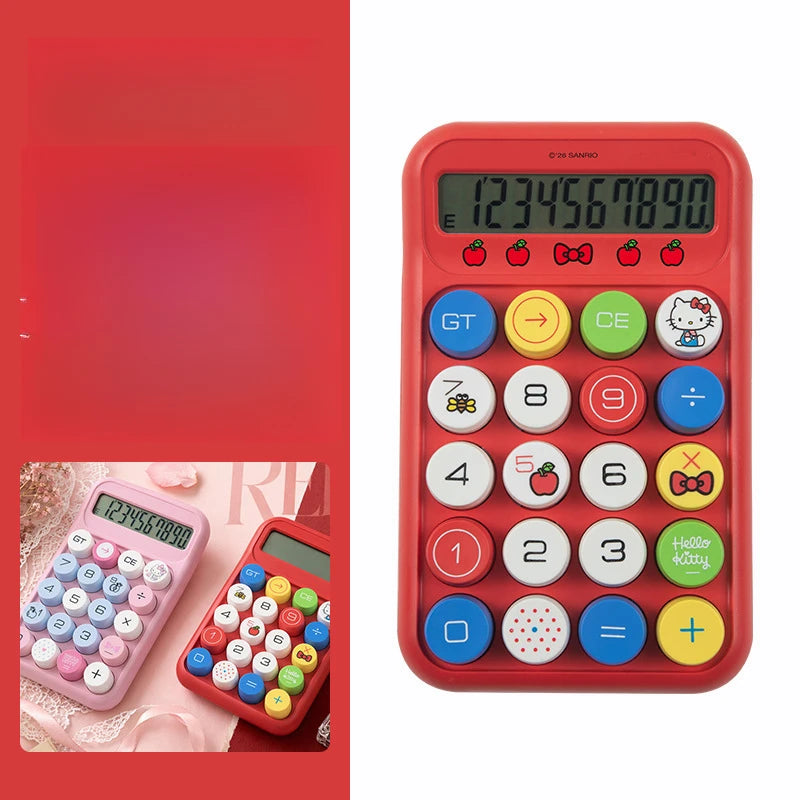 Hello Kitty Colorful Button Calculator Stylish Mechanical Buttons in Jelly-Like Colors For Students, Accountants,and Office Use Qme 1