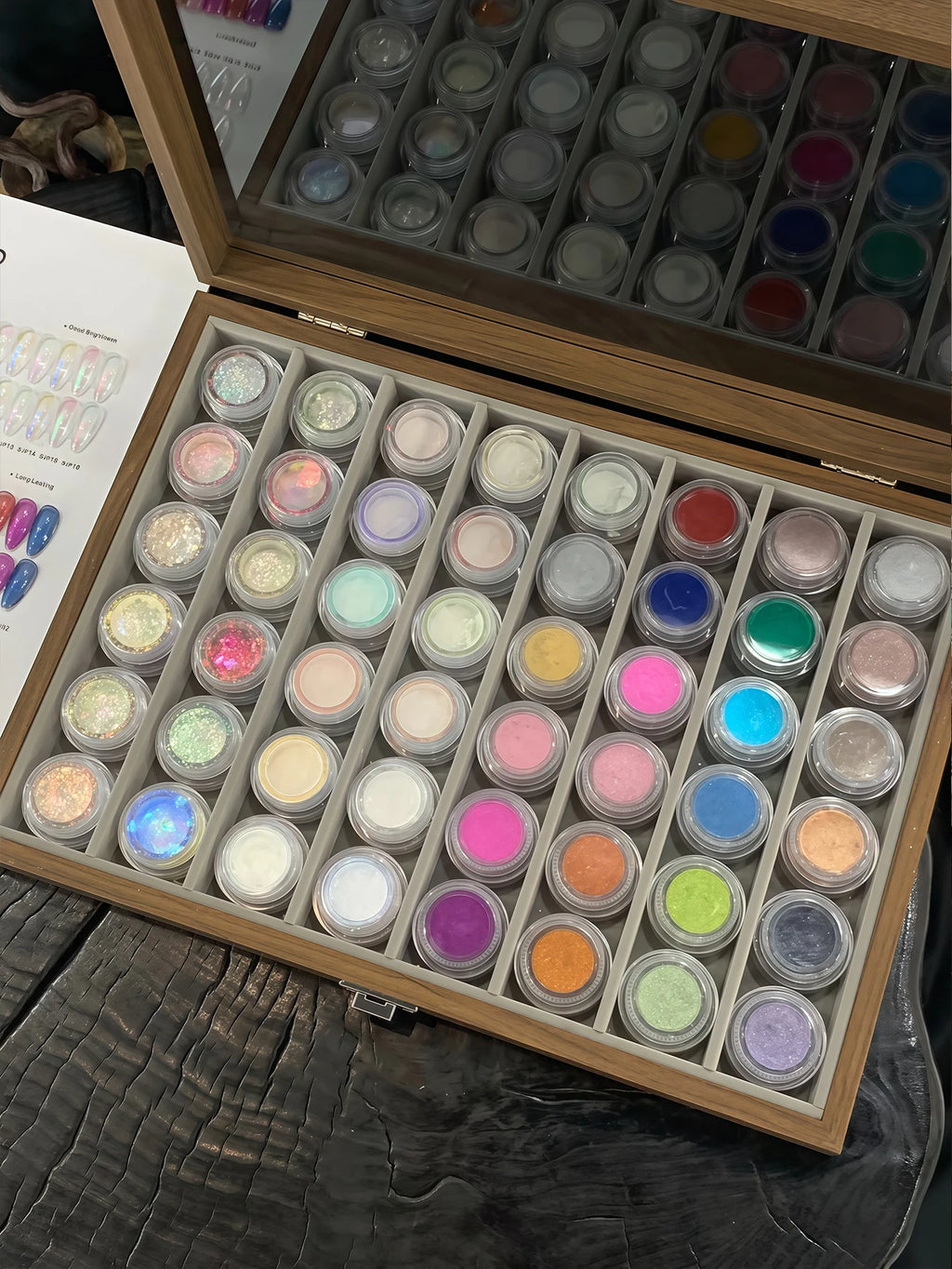 48-color Premium Aurora Ice-clear Nail Powder Includes Cards Storage Qme