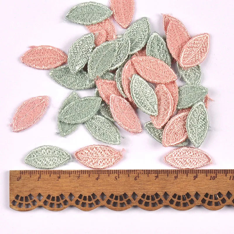 50Pcs Leaf Shape Patches For Kids DIY Applique Clothing Embroidery Lace Appliques For Handmade Sewing Accessories DIY Fabric Qme random mixed