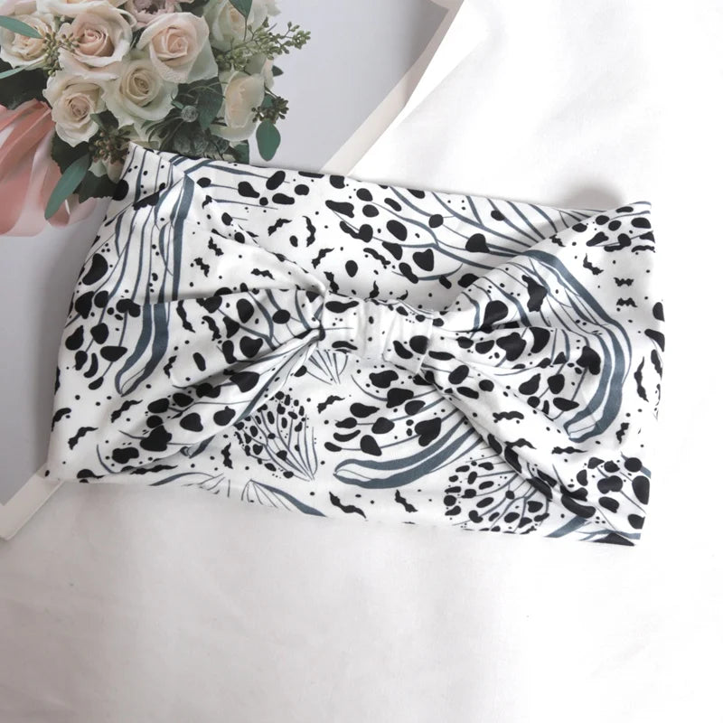 Women Wide Side Pilates Elastic Hair Bands Yoga Leopard Print Qme D