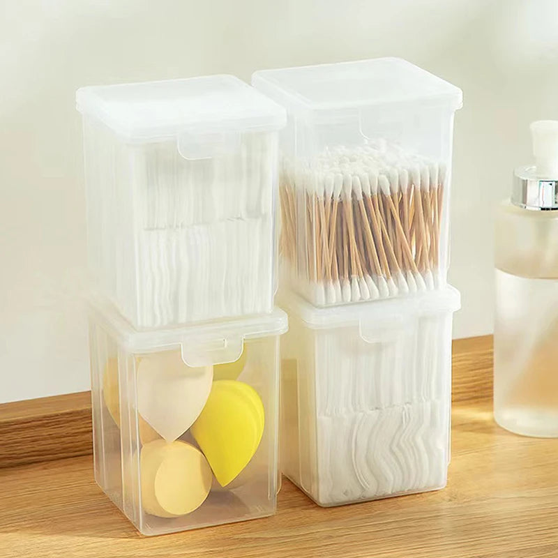 Transparent Beauty Egg Cosmetic Pads Box Bathroom Organizer Case Qme